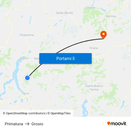 Primaluna to Grosio map