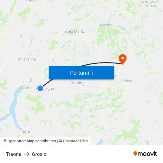 Traona to Grosio map
