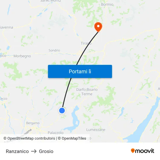 Ranzanico to Grosio map