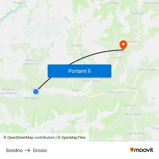 Sondrio to Grosio map