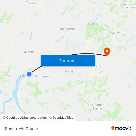 Sorico to Grosio map