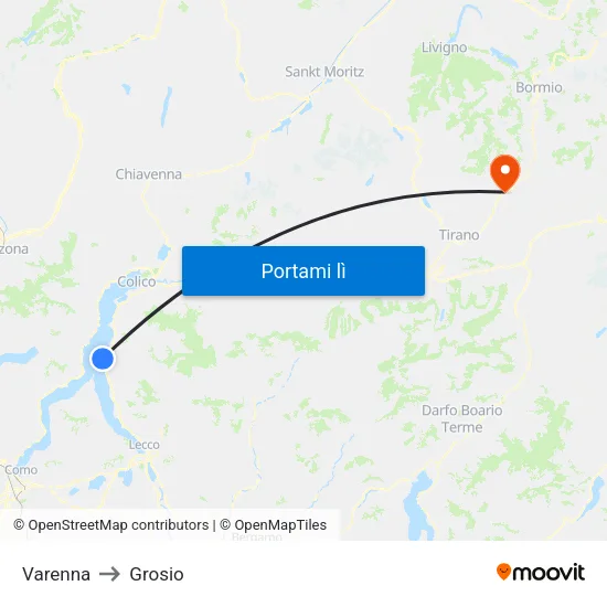 Varenna to Grosio map