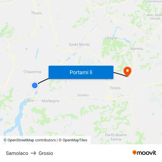 Samolaco to Grosio map