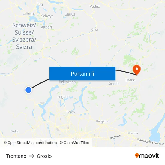 Trontano to Grosio map
