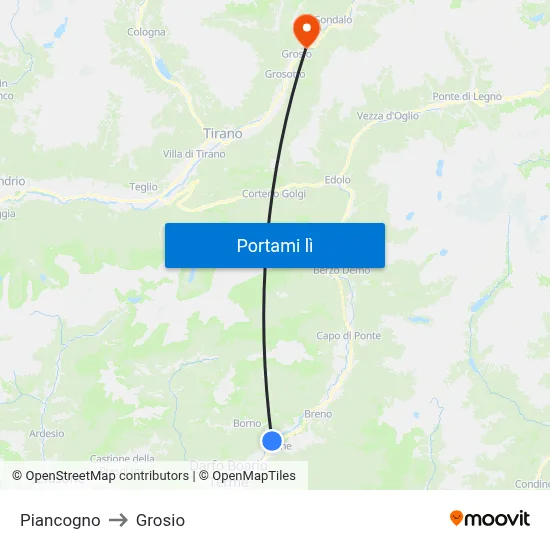 Piancogno to Grosio map