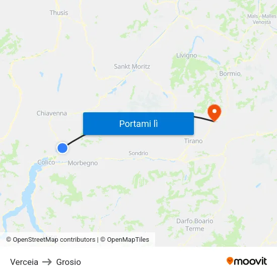Verceia to Grosio map