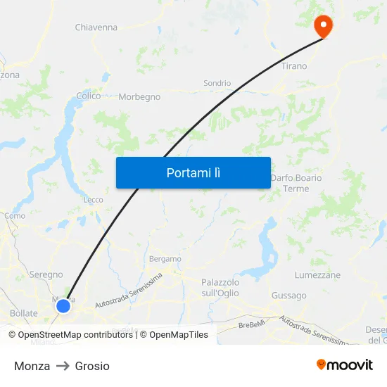 Monza to Grosio map