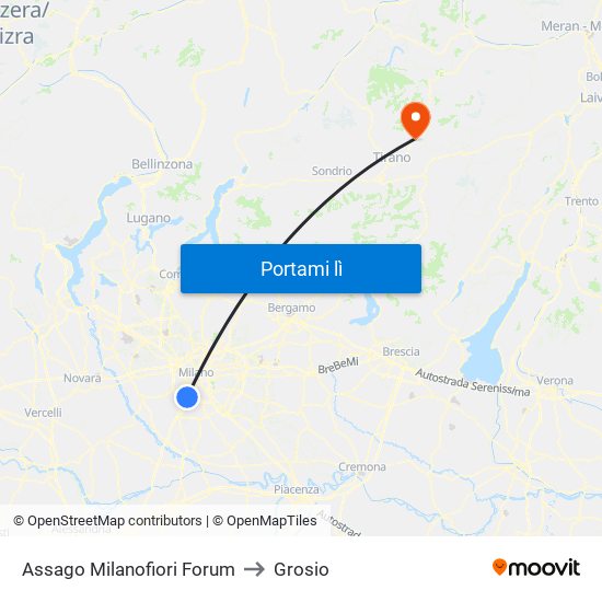 Assago Milanofiori Forum to Grosio map