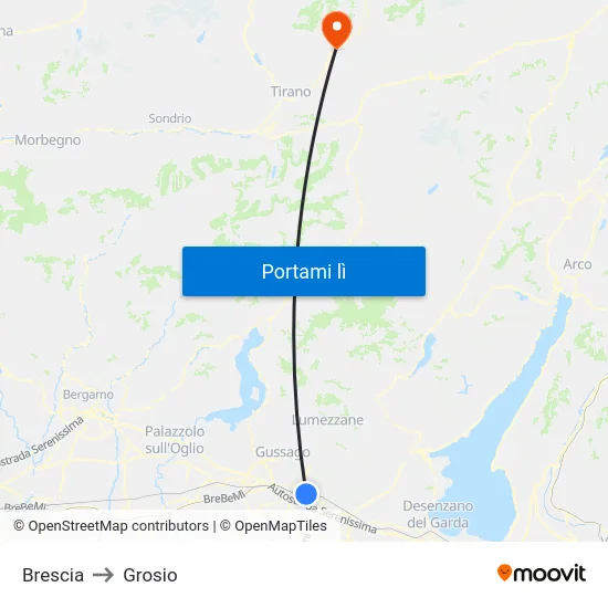 Brescia to Grosio map
