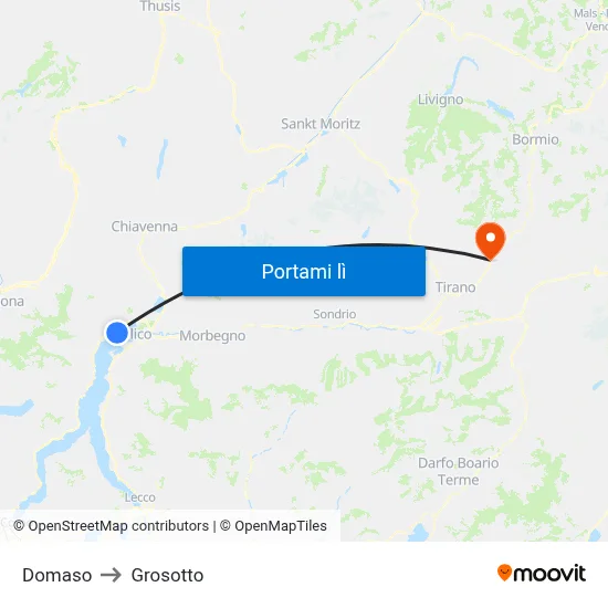 Domaso to Grosotto map