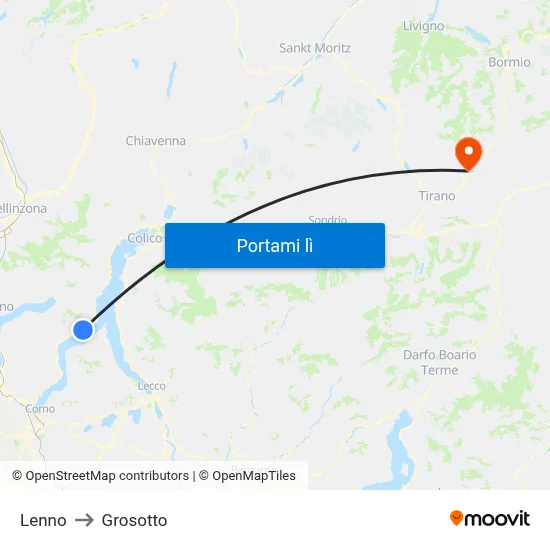 Lenno to Grosotto map