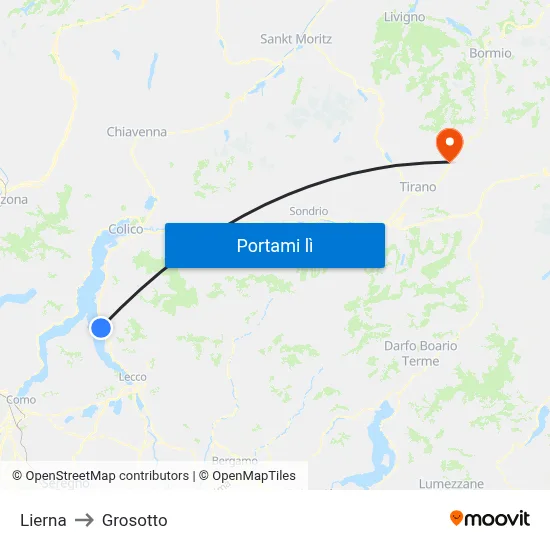 Lierna to Grosotto map