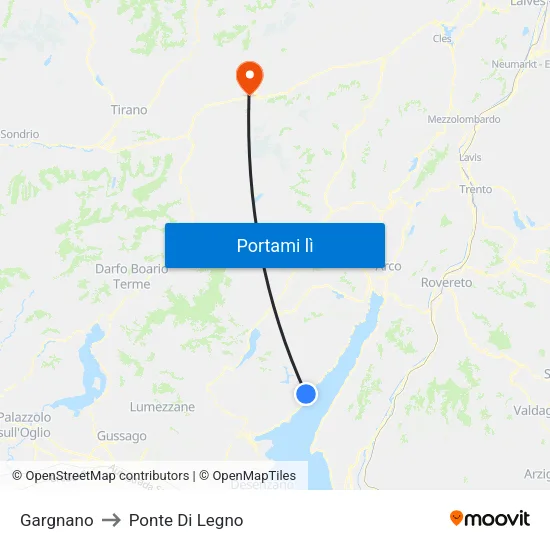 Gargnano to Ponte Di Legno map