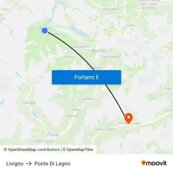 Livigno to Ponte Di Legno map