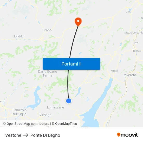 Vestone to Ponte Di Legno map