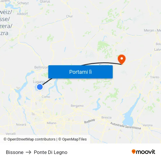 Bissone to Ponte Di Legno map