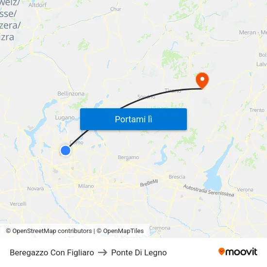 Beregazzo Con Figliaro to Ponte Di Legno map