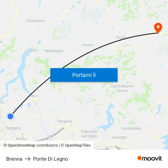 Brenna to Ponte Di Legno map