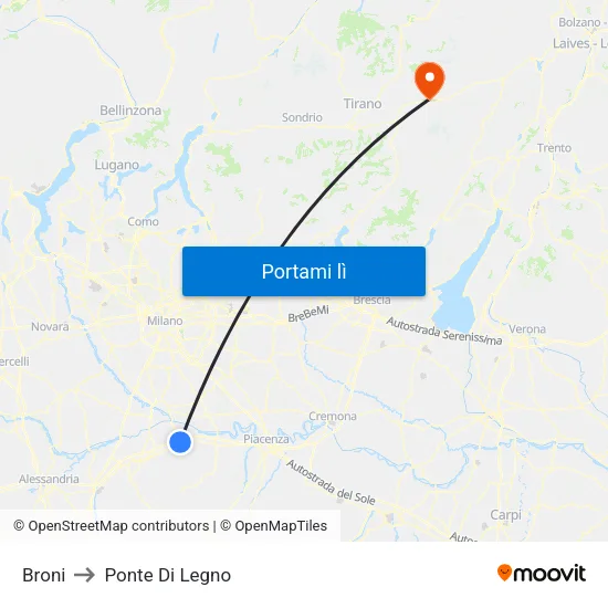 Broni to Ponte Di Legno map