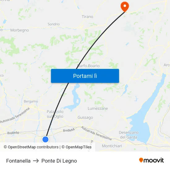 Fontanella to Ponte Di Legno map