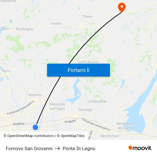 Fornovo San Giovanni to Ponte Di Legno map