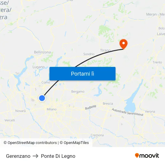 Gerenzano to Ponte Di Legno map