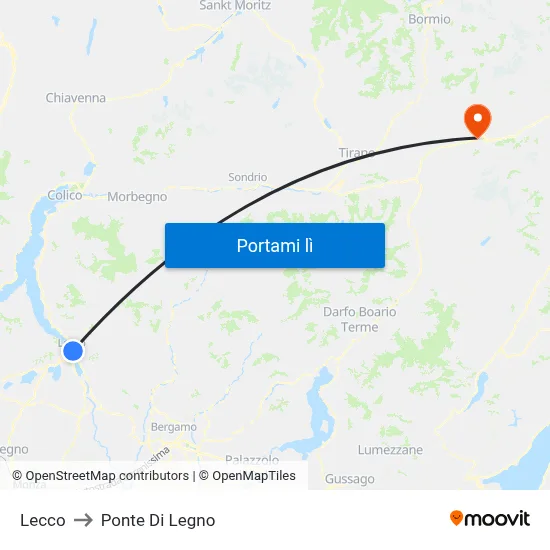 Lecco to Ponte Di Legno map