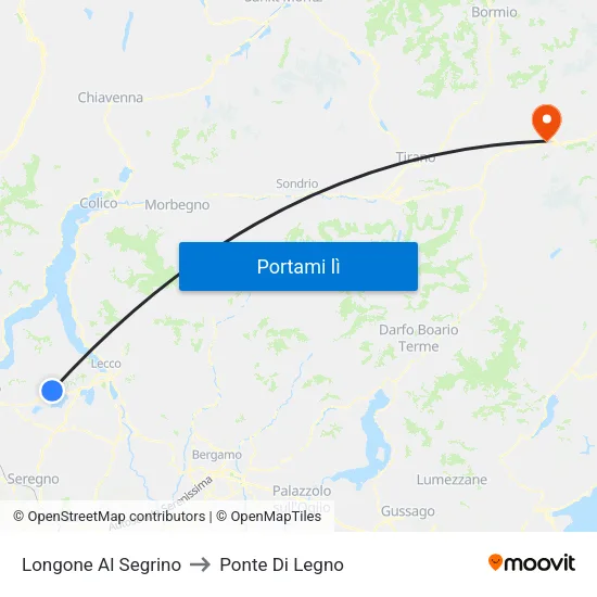Longone Al Segrino to Ponte Di Legno map