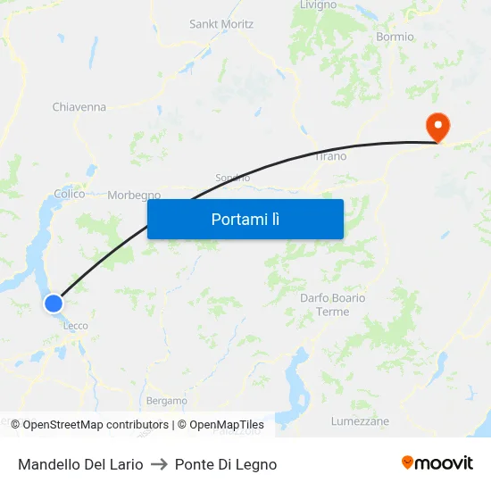 Mandello Del Lario to Ponte Di Legno map