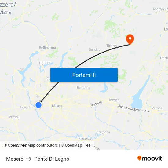 Mesero to Ponte Di Legno map