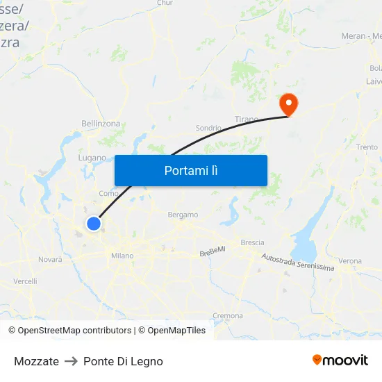 Mozzate to Ponte Di Legno map
