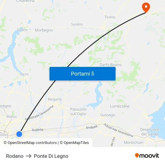 Rodano to Ponte Di Legno map
