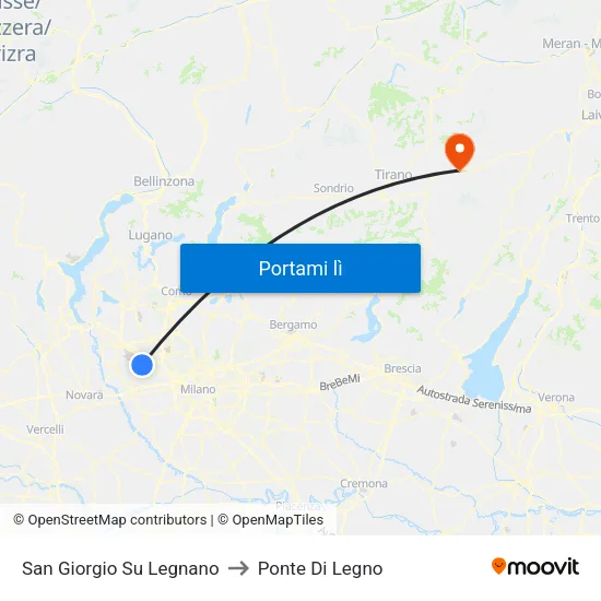 San Giorgio Su Legnano to Ponte Di Legno map
