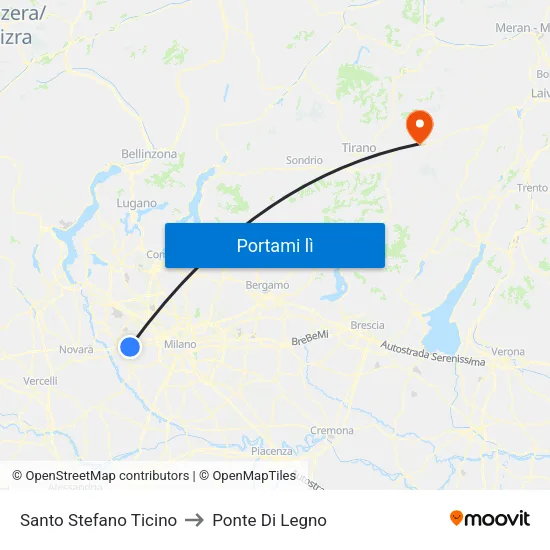 Santo Stefano Ticino to Ponte Di Legno map
