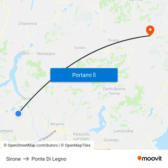Sirone to Ponte Di Legno map