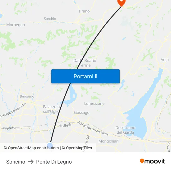 Soncino to Ponte Di Legno map