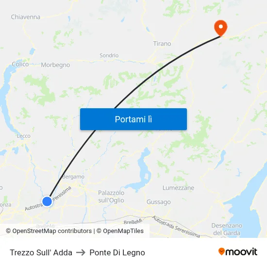 Trezzo Sull' Adda to Ponte Di Legno map