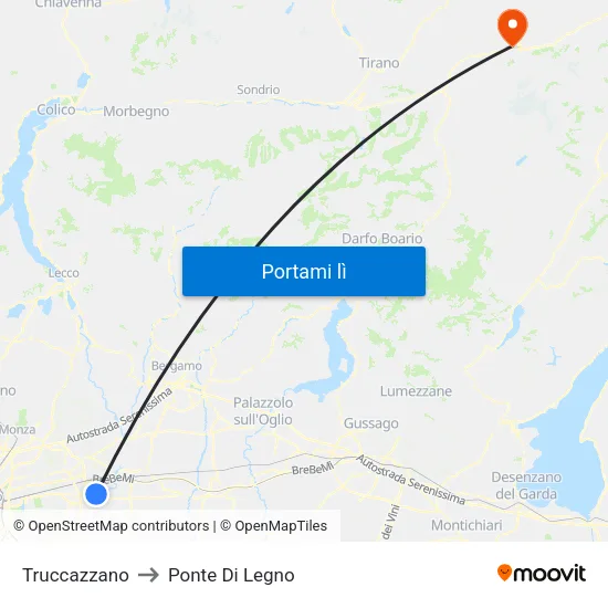 Truccazzano to Ponte Di Legno map