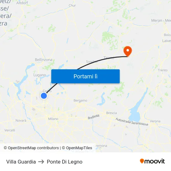 Villa Guardia to Ponte Di Legno map