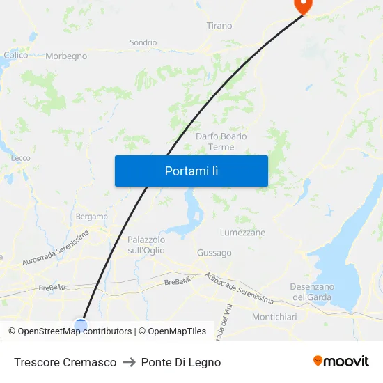 Trescore Cremasco to Ponte Di Legno map