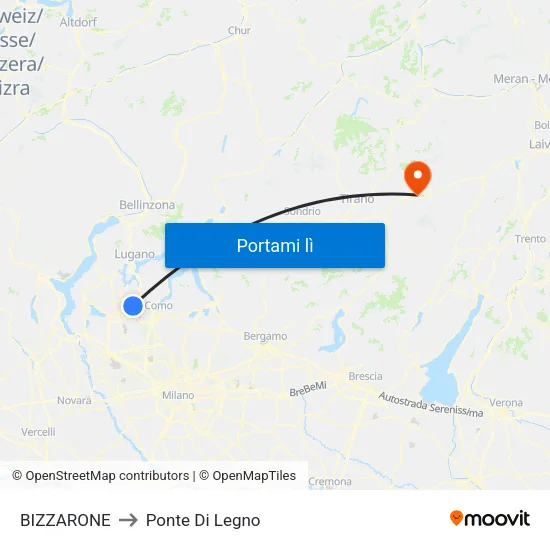 BIZZARONE to Ponte Di Legno map