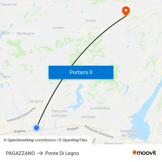 PAGAZZANO to Ponte Di Legno map