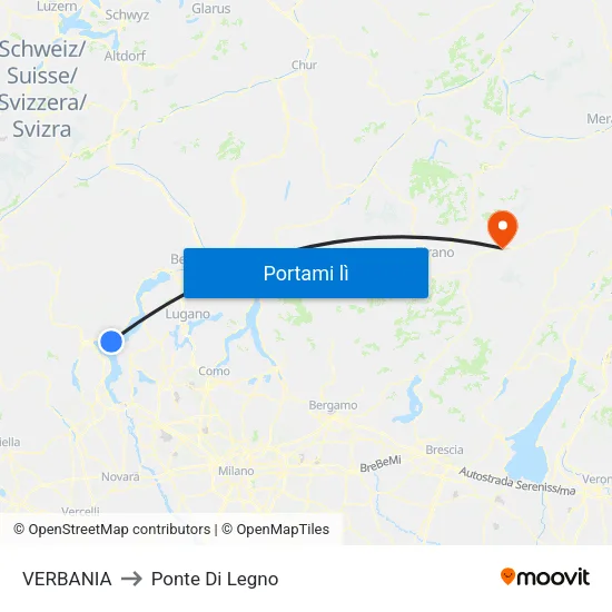 VERBANIA to Ponte Di Legno map