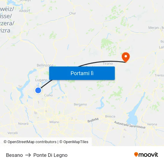Besano to Ponte Di Legno map