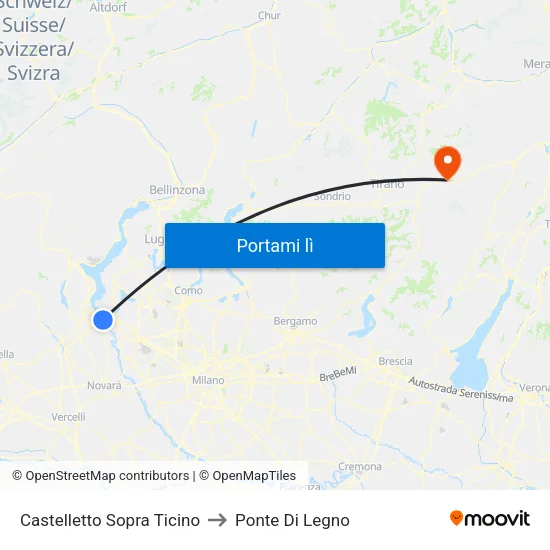 Castelletto Sopra Ticino to Ponte Di Legno map