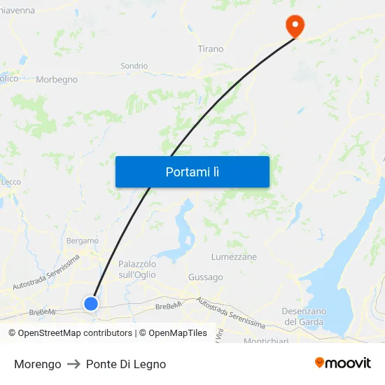 Morengo to Ponte Di Legno map