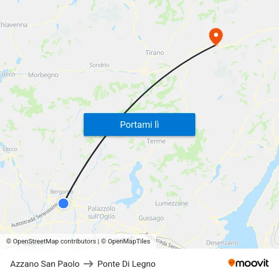 Azzano San Paolo to Ponte Di Legno map