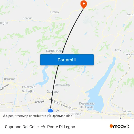 Capriano Del Colle to Ponte Di Legno map