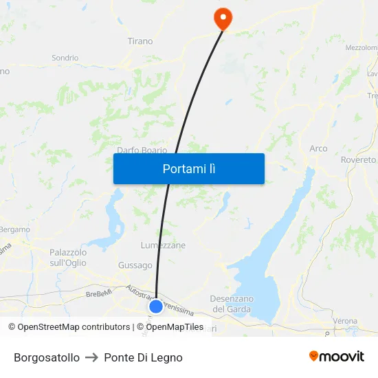 Borgosatollo to Ponte Di Legno map