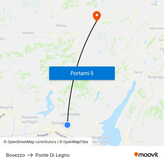 Bovezzo to Ponte Di Legno map
